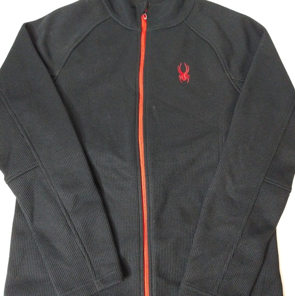 MENS SPYDER STELLAR JACKET Size Large Black Sherpa Lined Bonded Fleece - Picture 1 of 8